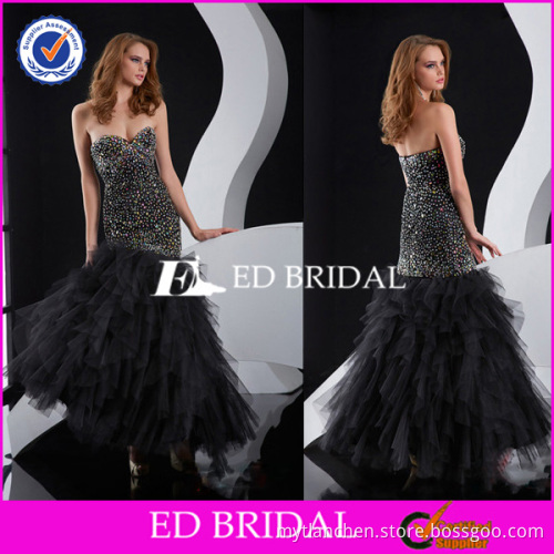 XL965 new fashion design black heavy beaded ruffled skirt 2014 one piece girls party dresses